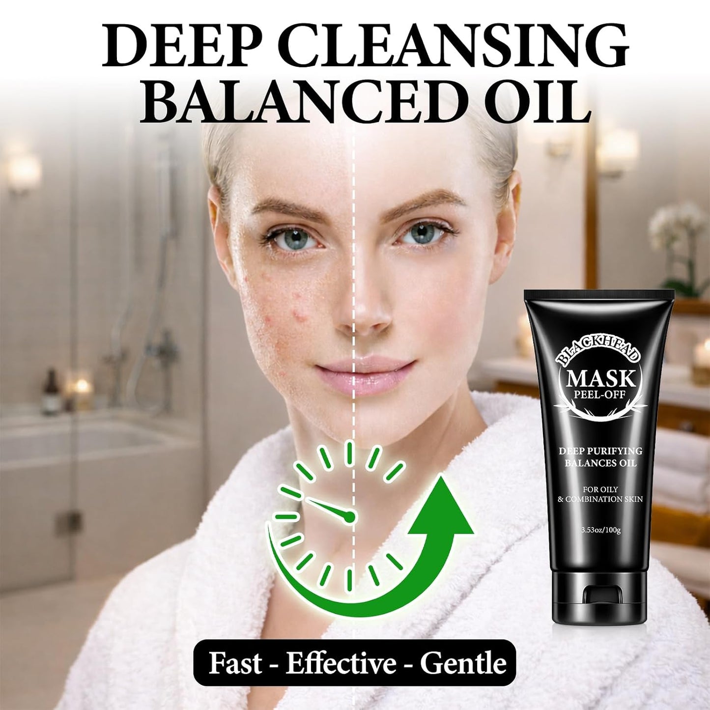 Charcoal Blackhead Remover Mask, 3.5 Fl Oz, Peel off Face Mask | for Oily Combination Skin, Deep Cleansing, Balance Oil, Firm & Brighten, Treats Pores, Acne, Dullness