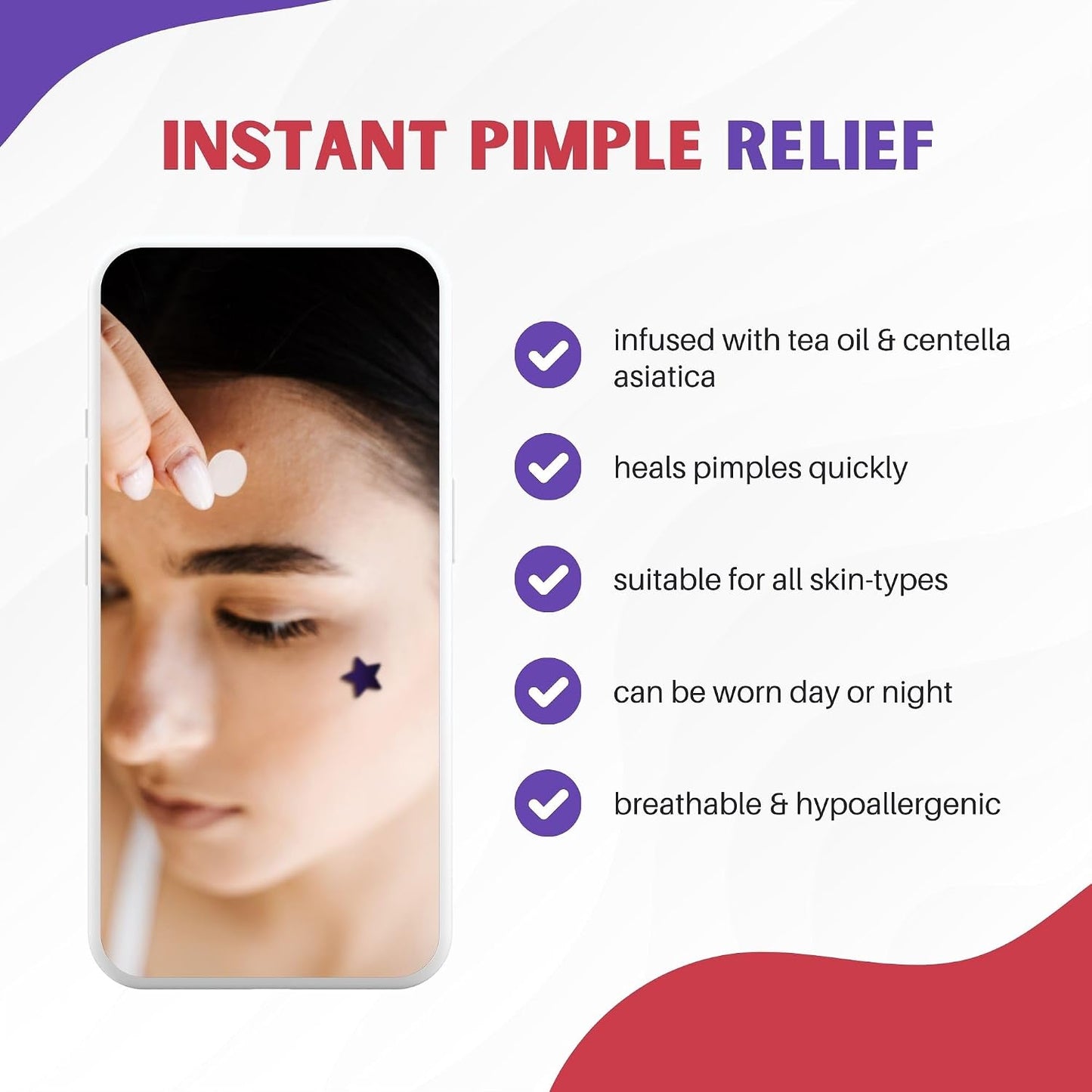 Pimple Patches: Pimple Patches for Face - Acne Patches for Face - Pimple Patch - Acne Patches - Pimple Patched Stars - Pimple Patches Cute - Star Pimple Patches for Face(104 Patches/ 2 Shapes)