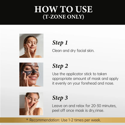 Natural Charcoal Blackhead Peel-Off Mask, Deep Cleansing, Oil Control, Suitable for Oily Skin, Unclogs Pores, Brightens Skin