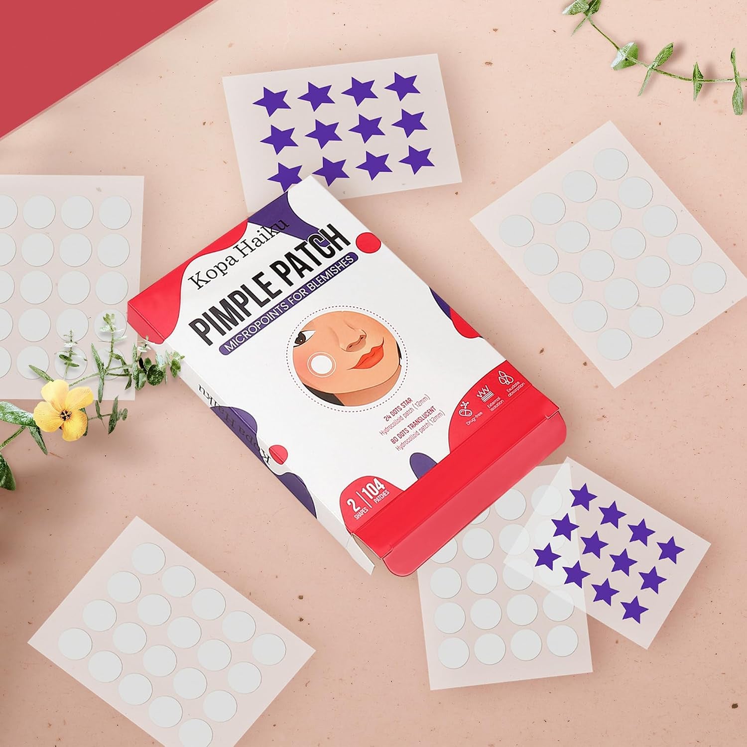 Pimple Patches: Pimple Patches for Face - Acne Patches for Face - Pimple Patch - Acne Patches - Pimple Patched Stars - Pimple Patches Cute - Star Pimple Patches for Face(104 Patches/ 2 Shapes)