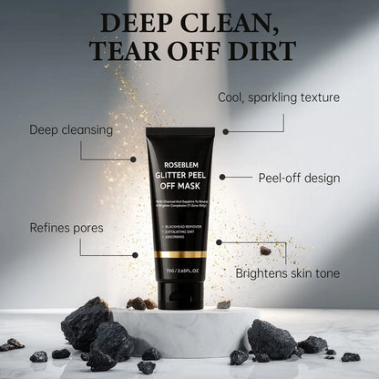 Natural Charcoal Blackhead Peel-Off Mask, Deep Cleansing, Oil Control, Suitable for Oily Skin, Unclogs Pores, Brightens Skin